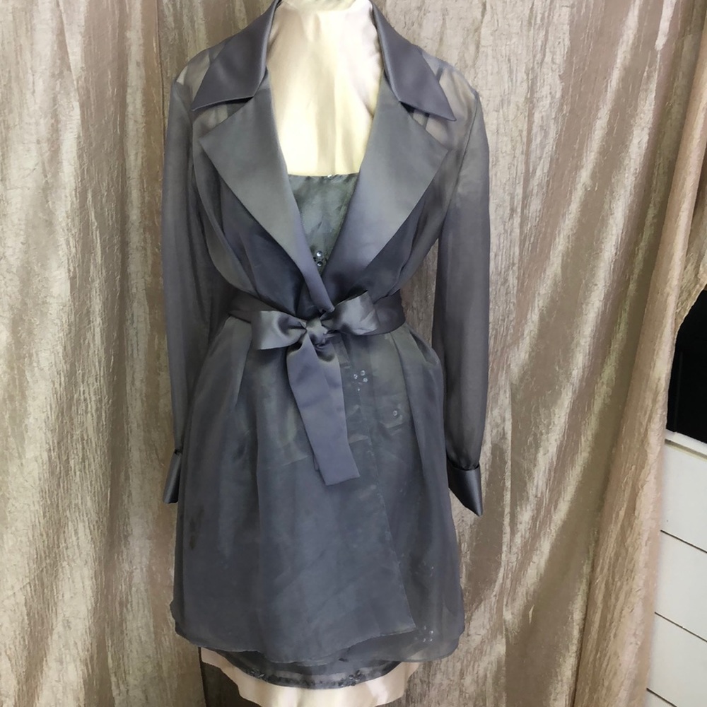 CDC collection - 2 piece Gray Dress w/sheer coat